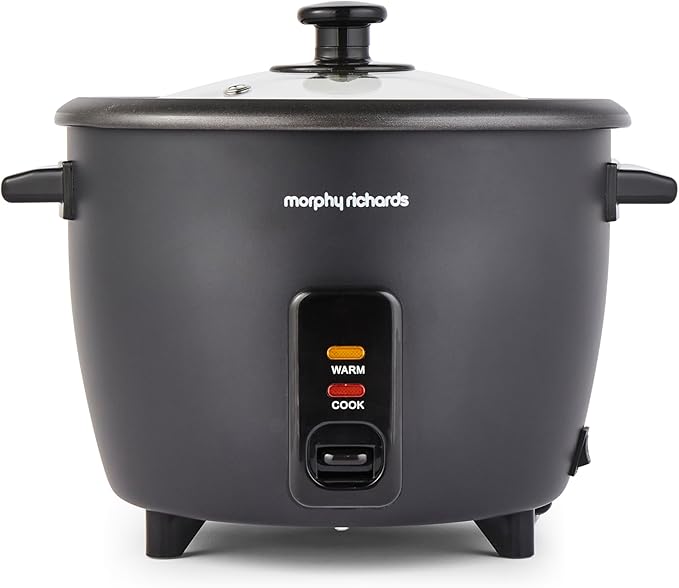 Morphy Richards Rice Cooker, 1.5L, 8 Cups, Compact, Automatic Cooking, User Friendly, Non-stick Aluminum Inner Pot, Glass Lid, Easy Clean, Keep Warm, Includes Steam Tray and Accessories, 471001