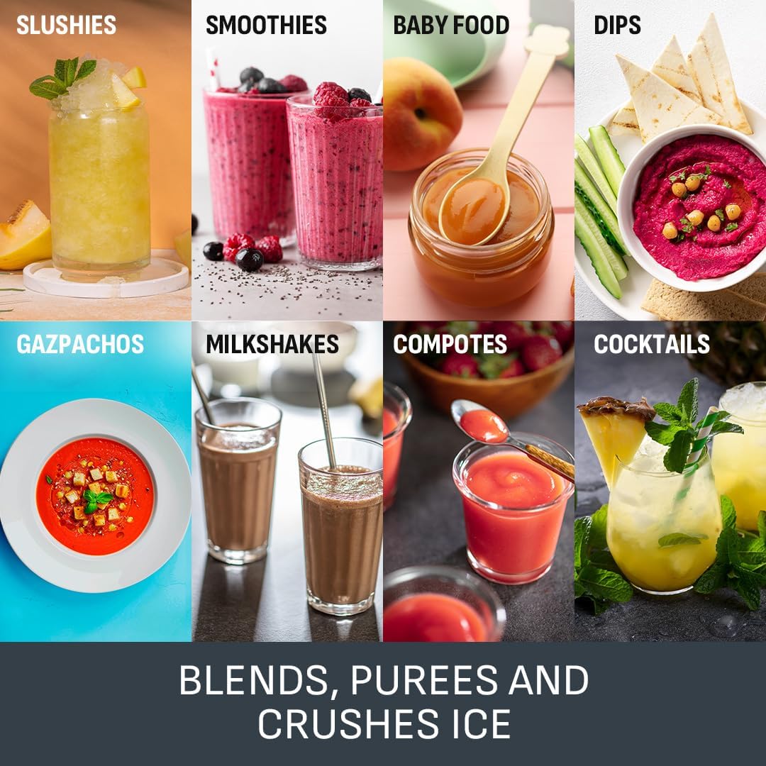 Tefal Blendforce II Blender, 2L Plastic Jug, 1.25L Effective Capacity, 600W, 4 Removable Stainless Steel Blades, Smoothie, Ice Crush, 2 Speeds + Pulse, Kitchen Shakes Maker, Black - Image 4