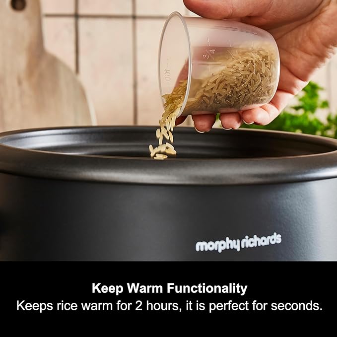 Morphy Richards Rice Cooker, 1.5L, 8 Cups, Compact, Automatic Cooking, User Friendly, Non-stick Aluminum Inner Pot, Glass Lid, Easy Clean, Keep Warm, Includes Steam Tray and Accessories, 471001 - Image 3