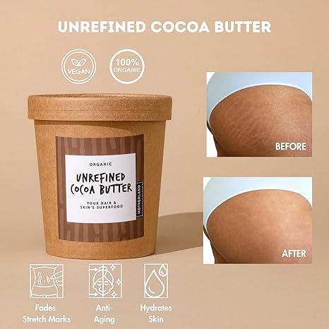 Motherland Organics Unrefined African Cocoa Butter Moisturiser for Body & Face, Pure Raw Cacao Skin Food Used to Make Lip Balm & Lotion 200G - Image 4