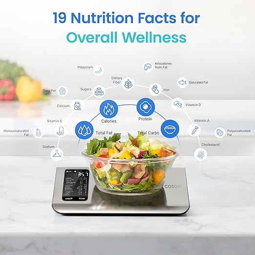 COSORI Smart Food Scales with Nutritional Calculator, Food Nutrition Scale with 19 Nutrients Tracking, Calorie Counting for Weight Loss&Fitness, Free App&Bluetooth, Premium Stainless Steel, Silver - Image 2