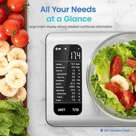 COSORI Smart Food Scales with Nutritional Calculator, Food Nutrition Scale with 19 Nutrients Tracking, Calorie Counting for Weight Loss&Fitness, Free App&Bluetooth, Premium Stainless Steel, Silver - Image 3