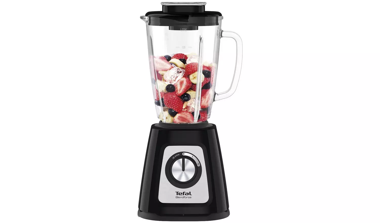 Tefal Blendforce II Blender, 2L Plastic Jug, 1.25L Effective Capacity, 600W, 4 Removable Stainless Steel Blades, Smoothie, Ice Crush, 2 Speeds + Pulse, Kitchen Shakes Maker, Black